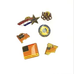 Vintage Patriotic pins. Set of 6